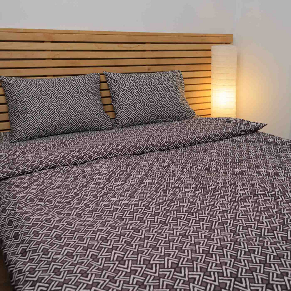 Евро комплект постельного белья Сатин Скиф 125 г/м2 YouStar (Серый с коричневым) 2 х 50х70 Сумы - изображение 4