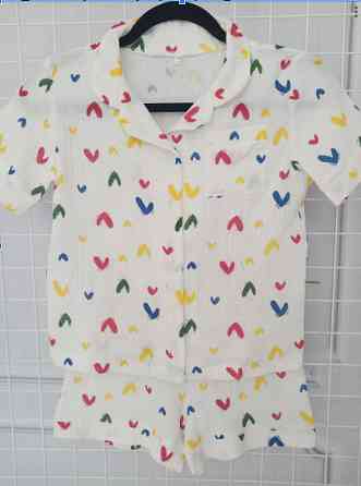 Дитяча піжама з мусліна шорти з сорочкою Молочний Кольорові сердечка 110-116 Харків