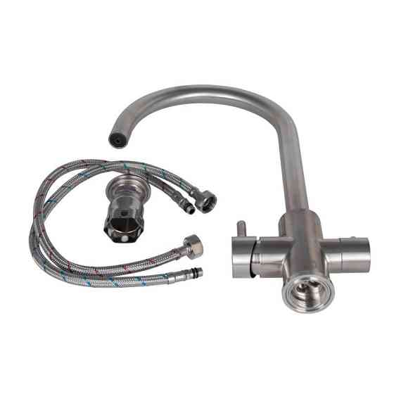 Смеситель для кухни на 2 воды Lidz Aria 24U-SFS c подключением к фильтру, сатин Киев