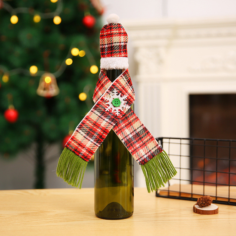 Новорічний декор на бутилку шапка + шарф різнобарвний Київ - фото 1