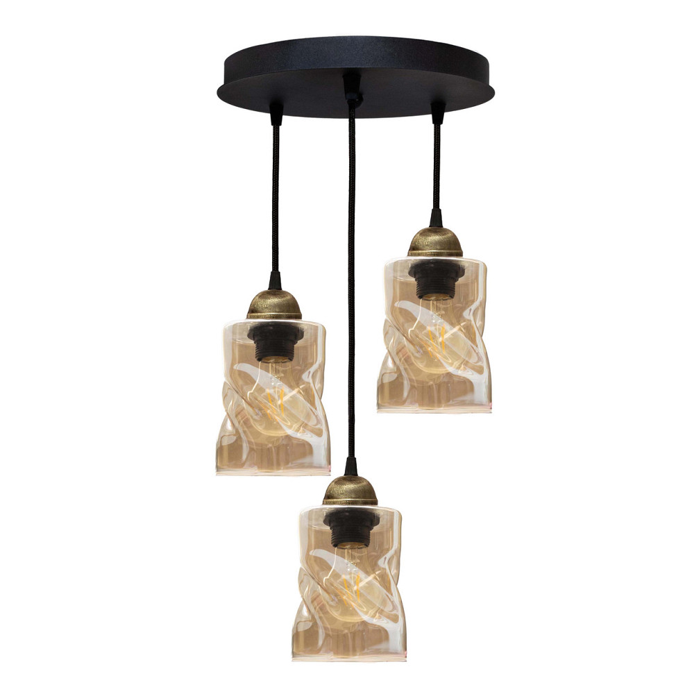 Светильник подвесной MSK Electric Tornado на круглой основе под три лампы Е27 PL 20245-3R BK Одесса - изображение 1