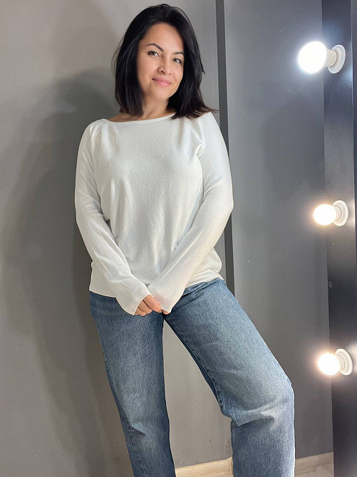 Джемпер женский ACCORDDREAM 9377 тонкий свитер простой базовый однотонный, белый, one size Киев - изображение 9