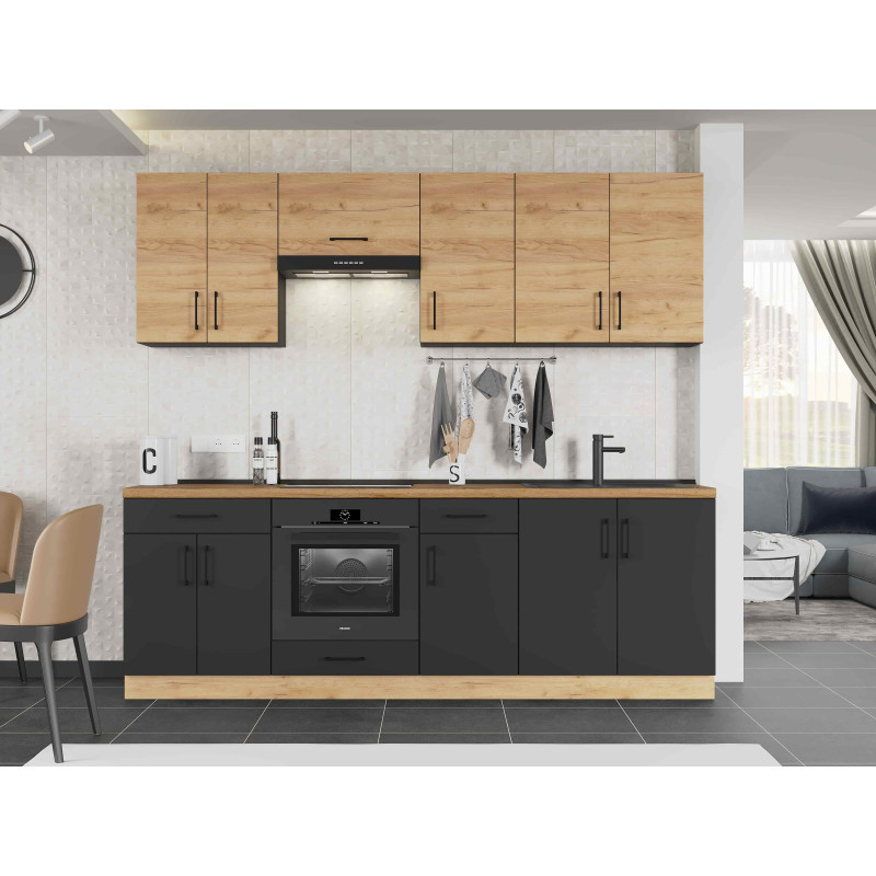 Кухня модульна Эверест Оптима набор №7 Дуб крафт золотой+Антрацит 2,4 м (без столешницы) (DTM-5720) Львов - изображение 1