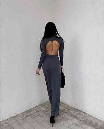 Привлекательное женское платье с разрезом на ножке и открытой спинкой микродайвинг Графит, 46/48 Одесса