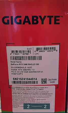 Відеокарта: GIGABYTE GV- N3080EAGLE — 10Gb. GeForce RTX 3080 10Gb . Київ