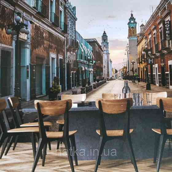 Шпалери вінілові на флізелін розширюють простір вид на місто вулиця йде в далечінь Київ