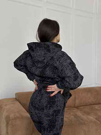 Теплий спортивний костюм жіночий мармуровий принт на флісі S/M Харків