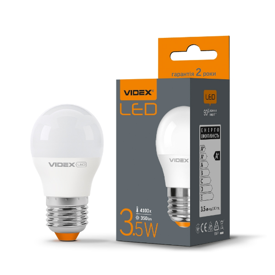 Лампа G45e 3,5W E27 3000K 220V LED Videx Житомир