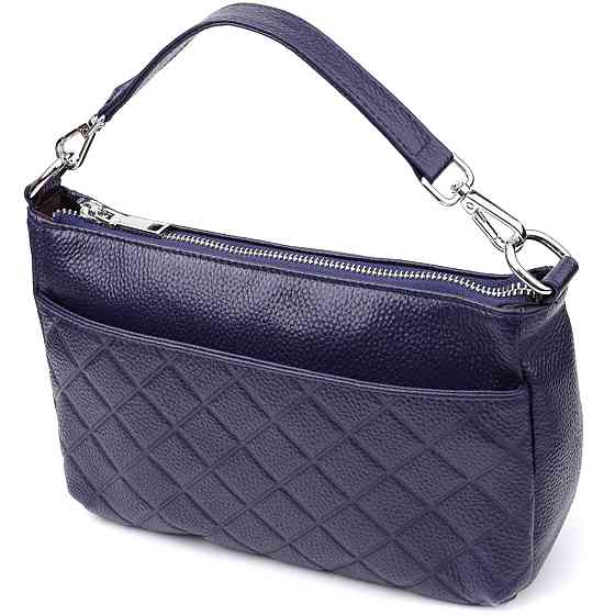 Женская сумка из натуральной кожи с двумя ремешками Vintage 22928 Синий Киев