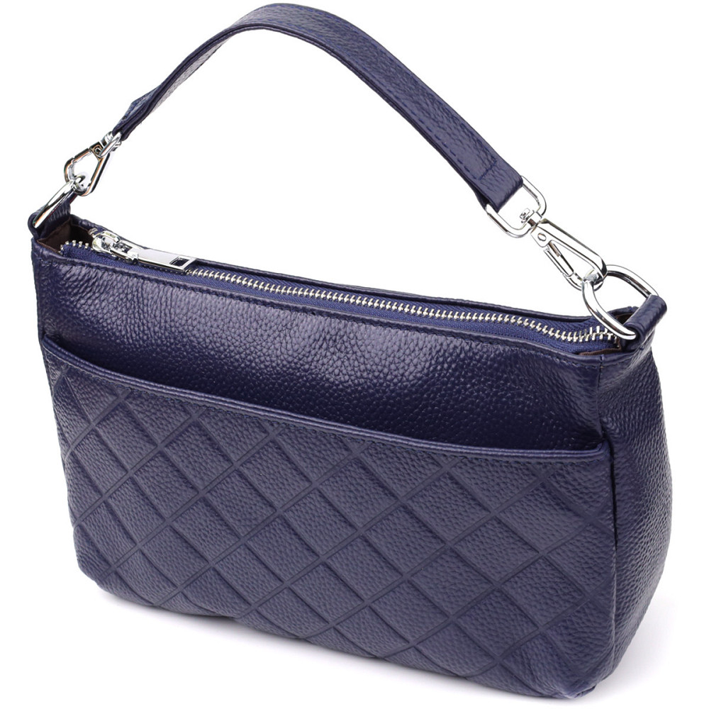 Женская сумка из натуральной кожи с двумя ремешками Vintage 22928 Синий Киев - изображение 1