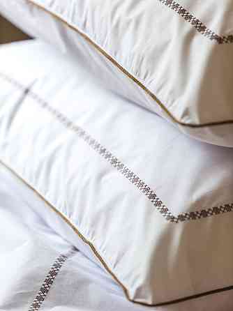 Ecotton Комплект постільної білизни Сімейний з вишивкою та кантом український хрестик Cappuccin Киев