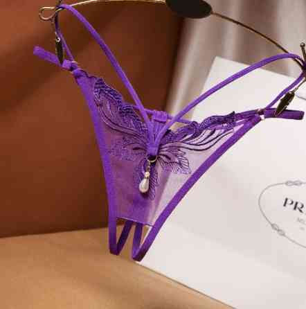 Еротичні трусики з розрізом та бусинкою універсальний фіолетовий Київ