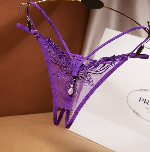 Еротичні трусики з розрізом та бусинкою універсальний фіолетовий Київ - фото 1