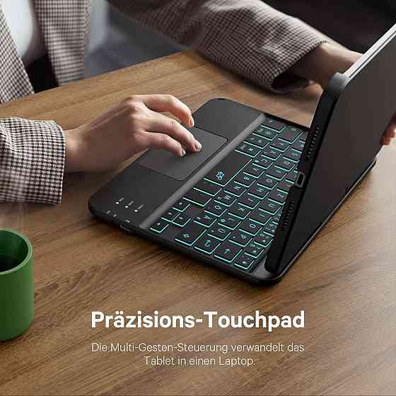 Чохол з Bluetooth клавіатурою для iPad Mini 7/6 8.3” 2024/2021 з підсвіткою, тачпадом і поворотом на 360°, QWERTZ, чорний Київ