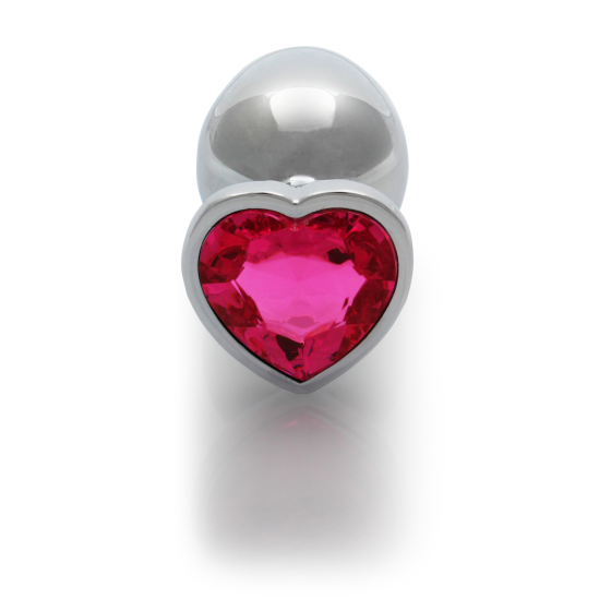 Анальна пробка - Ouch! Metal Butt Plug Large Silver/Rubellite Pink Sex Aura Київ