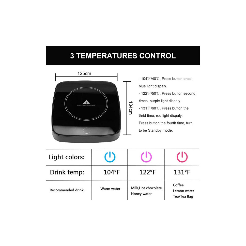 Подогреватель чашки подставка для подогрева Nuonove Smart Touch белый 16W 110V 3 режима 40°C 50°C 60°C Киев - изображение 2