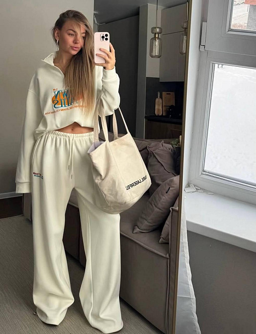 Женский прогулочный костюм тройка турецкая петля-пенье 100% хлопок Молочный Одесса - изображение 1