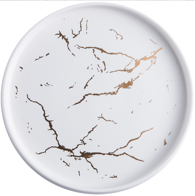 Тарелка Мраморная роскошь БЕЛАЯ 25 см 960 грамм фарфоровая под мрамор БОЛЬШАЯ столовая тарелка Блюдо Кременчуг - изображение 2