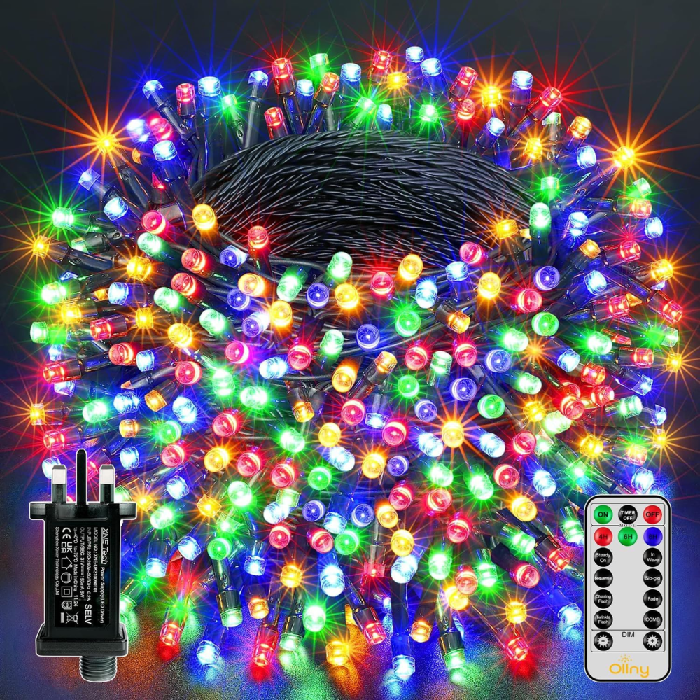 Різдвяна гірлянда Ollny 20 м 200 LED, різнокольорова, 8 режимів, пульт, таймер, IP44, живлення від мережі Київ - фото 2