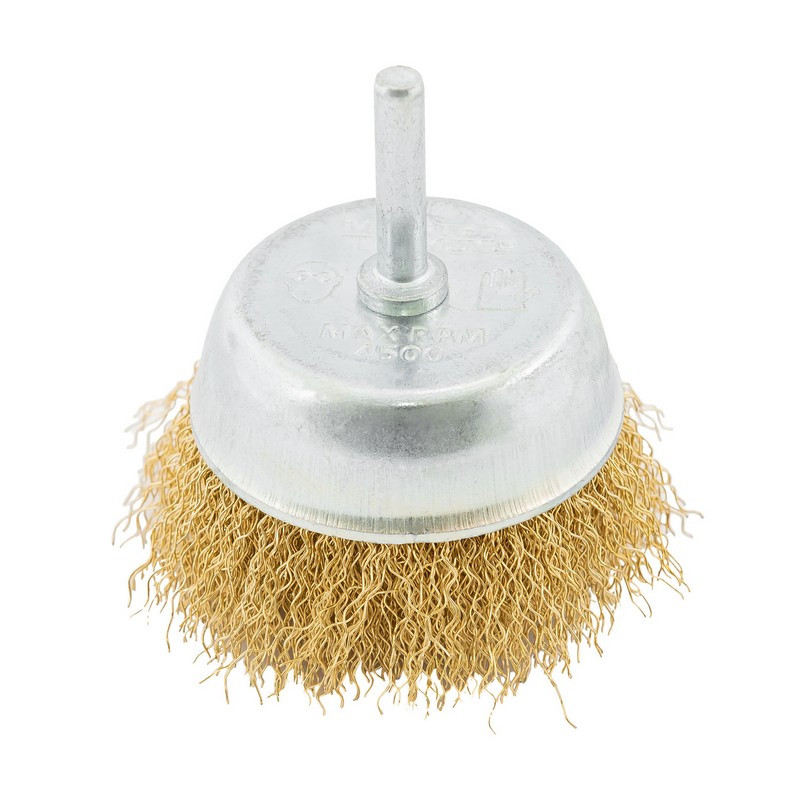 MASTERTOOL Щітка торцева MASTERTOOL з латунованого рифленого дроту Ø 75 мм зі стрижнем ¼" 19-74 Коломия - фото 2