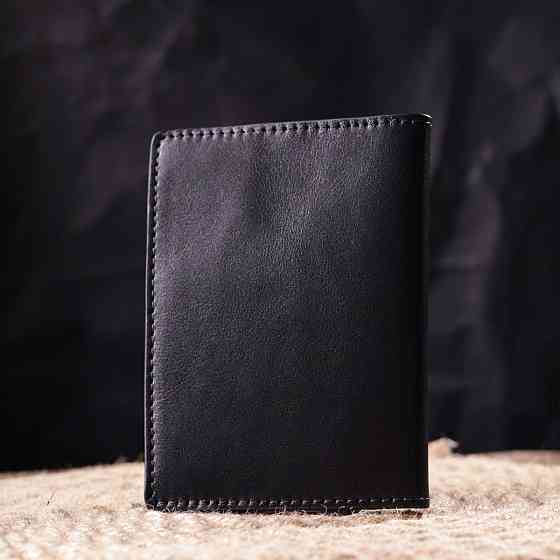 Красива шкіряна обкладинка на паспорт Карта GRANDE PELLE 16773 Чорна Київ