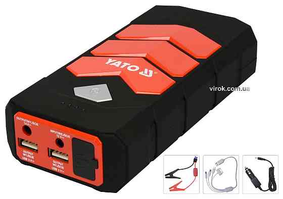 Пускова батарея Li-Pol YATO ємність 9 АГ, 200/400 А, вихід: 12 В, 3,5 А, через USB: 5В, 2А [10] Одеса