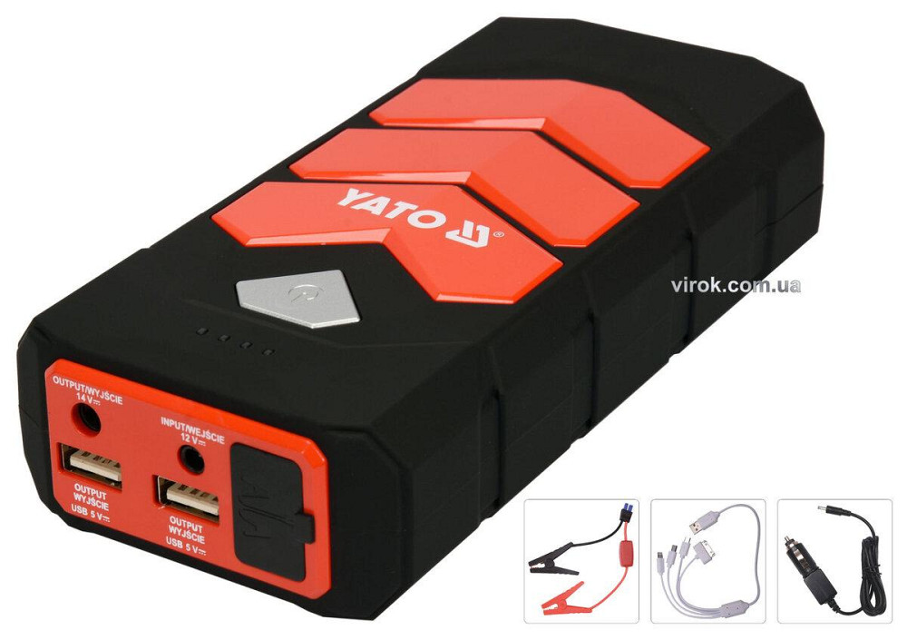 Пускова батарея Li-Pol YATO ємність 9 АГ, 200/400 А, вихід: 12 В, 3,5 А, через USB: 5В, 2А [10] Одеса - фото 1
