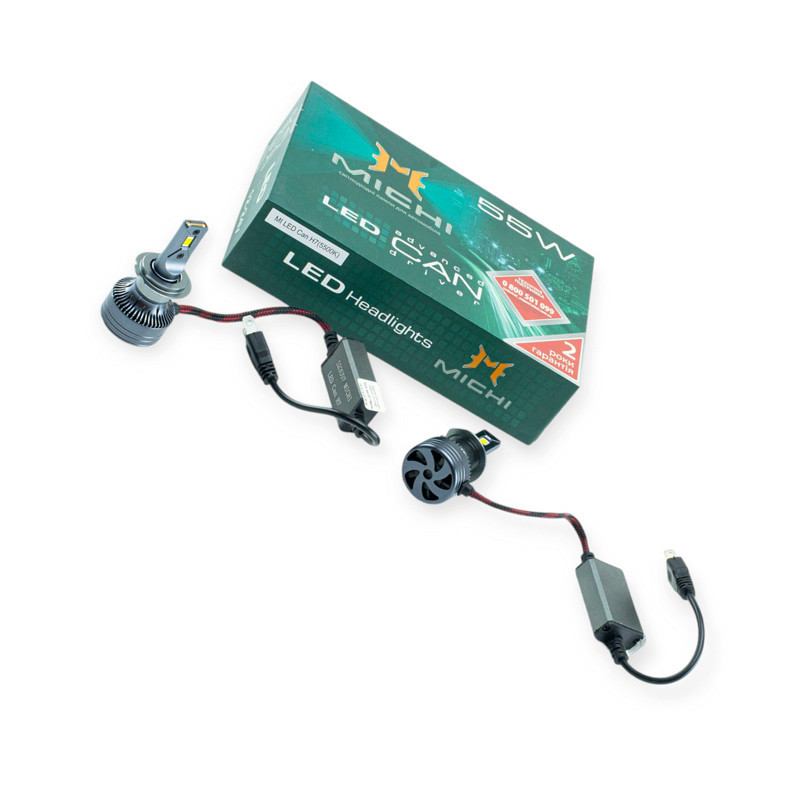 Автолампа H7 12V-24V MICHI Can 55W 5500K 5300L с обманкой радиатор с вентилятором LED Мукачево - изображение 1