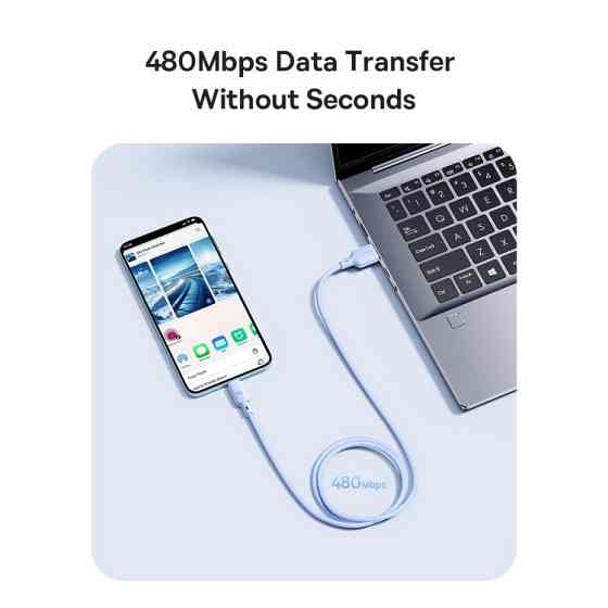 Кабель Baseus Silky Series Fast Charging Cable USB to iP 2.4A 1m Galaxy Blue Одесса