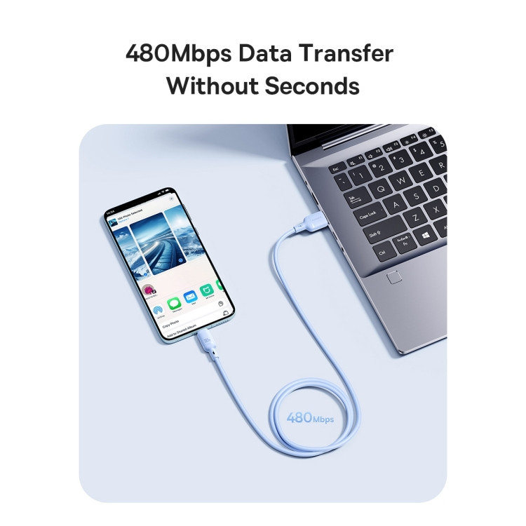 Кабель Baseus Silky Series Fast Charging Cable USB to iP 2.4A 1m Galaxy Blue Одесса - изображение 6