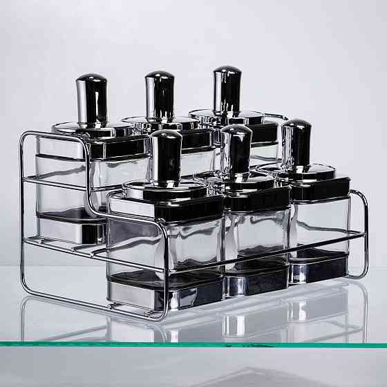 Набір банок для сипучих продуктів з ложкою 6 шт, хром HP-1341 Київ