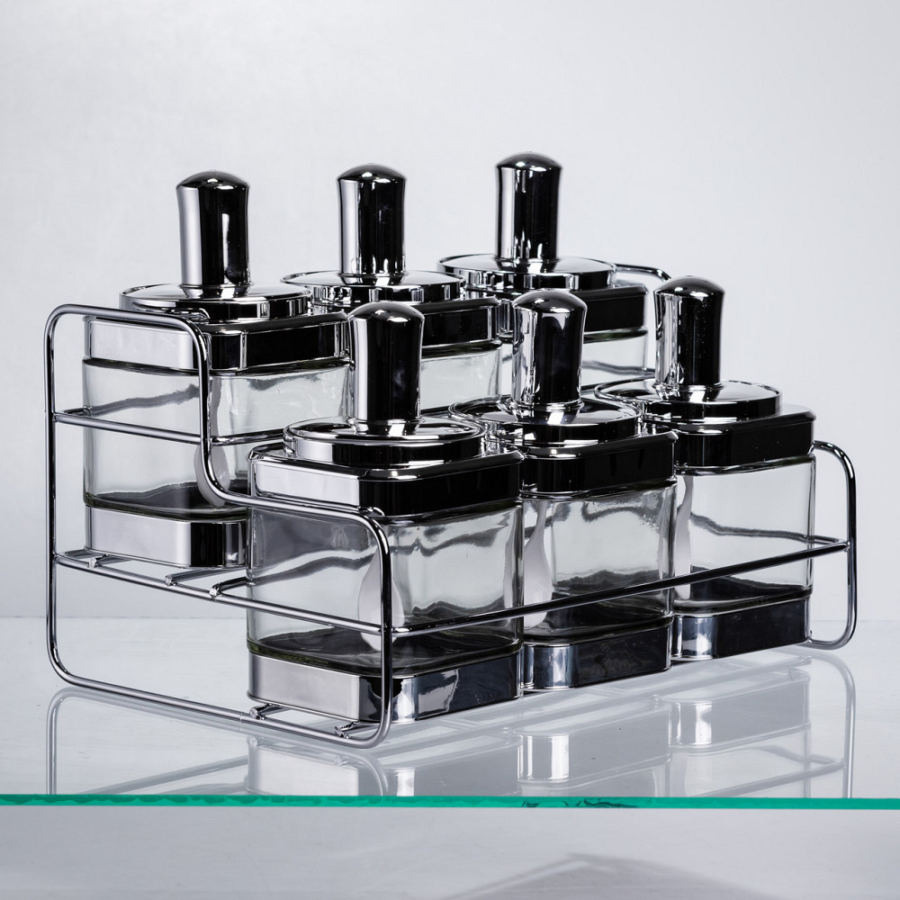 Набір банок для сипучих продуктів з ложкою 6 шт, хром HP-1341 Київ - фото 5