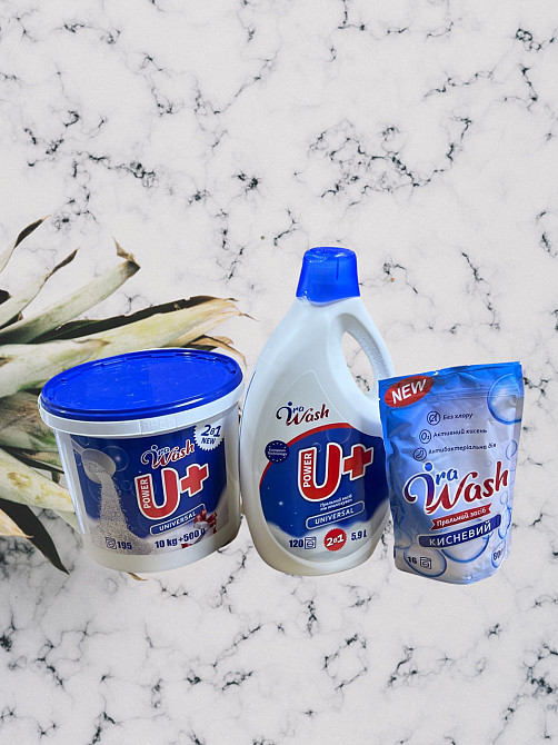 Акційний набір! гель для прання Irawash 5,9 л , порошок Irawash 10,5 kg , кисневий порошок Irawash 8 Виноградів - фото 1