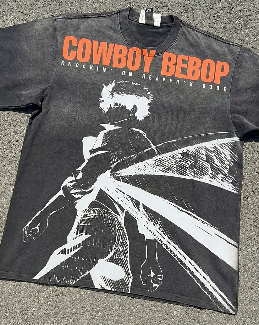 Футболка чоловіча з принтом аніме Аніме Ковбой Бебоп Спіке оверсайз (S/M/L) Черний Дніпро - фото 9