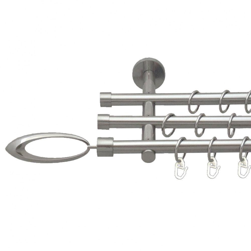 Карниз Orvit Венеція металевий трирядний циліндр (20 см) гладка труба кільце металеве Нержавіюча Сталь 16\16\16 мм 160 см Львів - фото 1