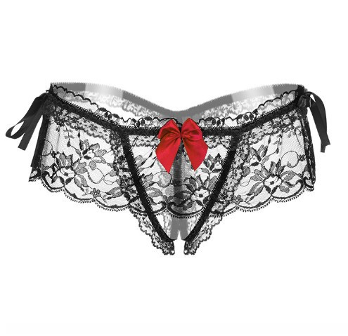 Стрінги з розрізом чорні - розмір універсальний (на резинці),15% нейлон, 85% поліестер Київ - фото 1