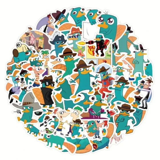 Набор стикеров Перри Утконос 55 шт – мультяшные наклейки Финиас и Ферб Киев