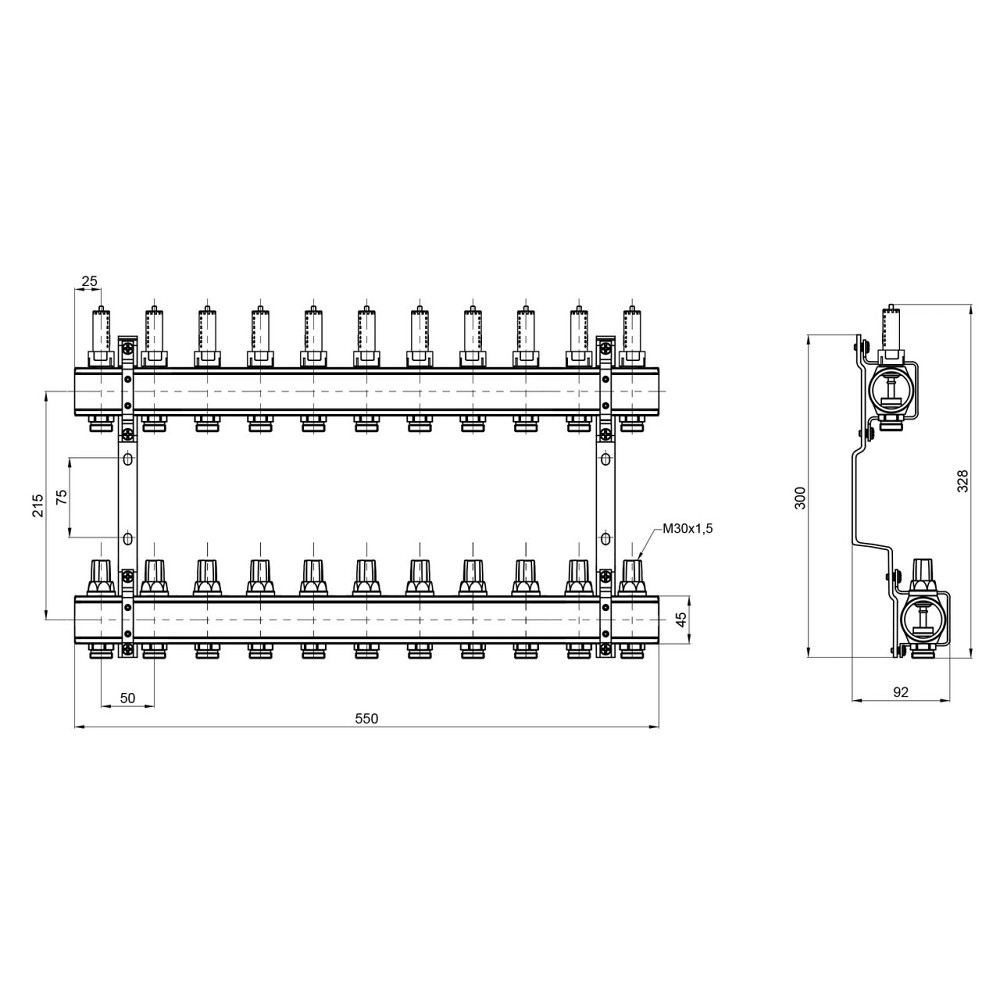 Колектор із витратами Thermo Alliance Forte 1" 11 виходів SF001W11 Київ - фото 2