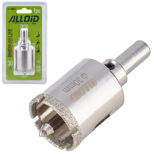 Свердло корончате алмазне по склу та кераміці 30мм з центрувальним свердлом Alloid Одеса - фото 1