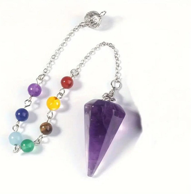 Маятник біолокаційний з аметисту 2.9 см. на ланцюжку Київ - фото 1