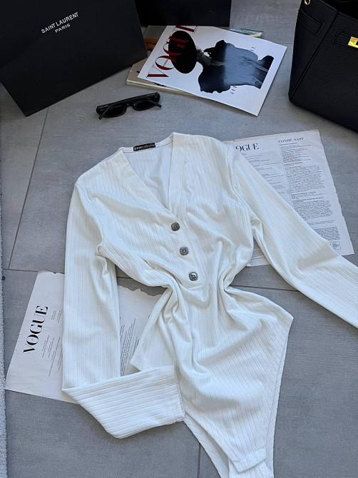 Женское теплое базовое боди из ангоры рубчик Молочный, 48/50 Одесса - изображение 1