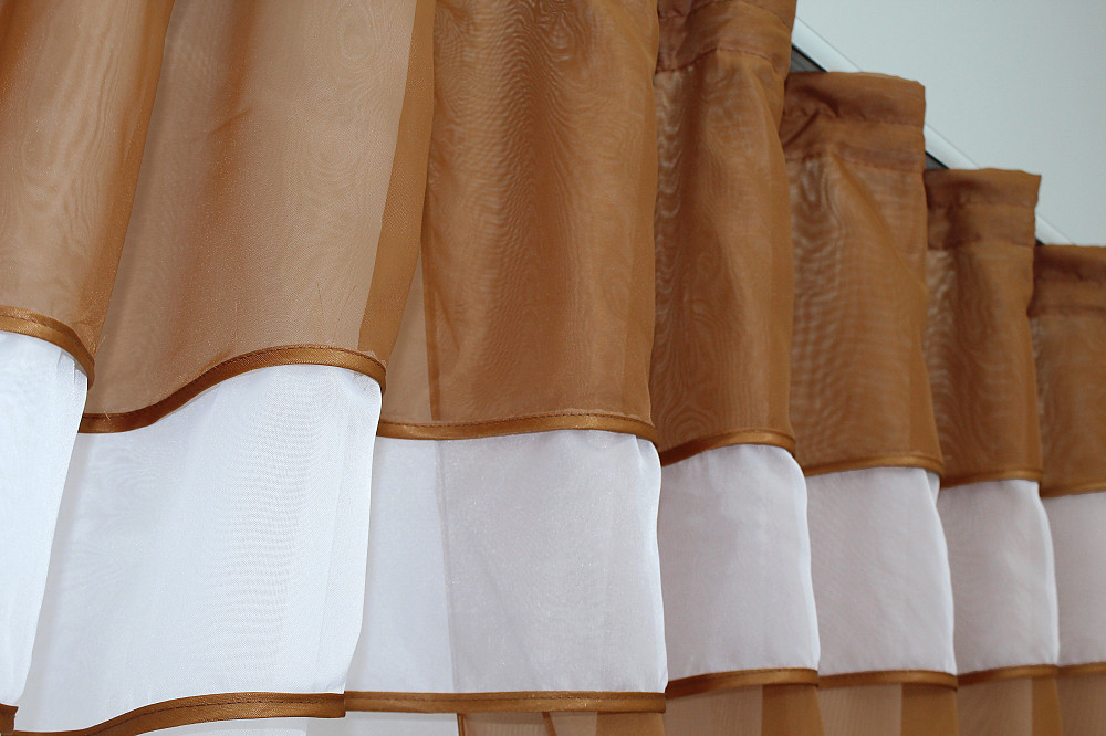 Кухонная занавеска VR-Textil № 018к штора и тюль с ламбрекеном коричневый с белым 280х170 см (50-148) Киев - изображение 6