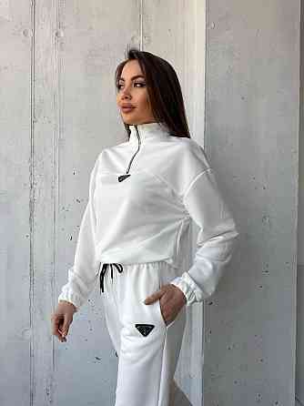 Жіночий повсякденний костюм-двійка: кофта та штани двохнитка-петля Молочний, 54/56 Одеса