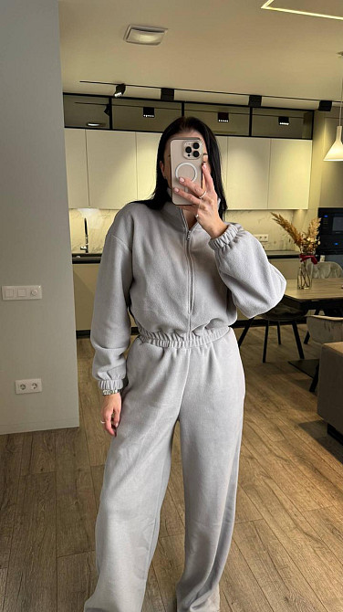 Жіночий повсякденний теплий комбінезон із флісу Сірий Одеса - фото 6