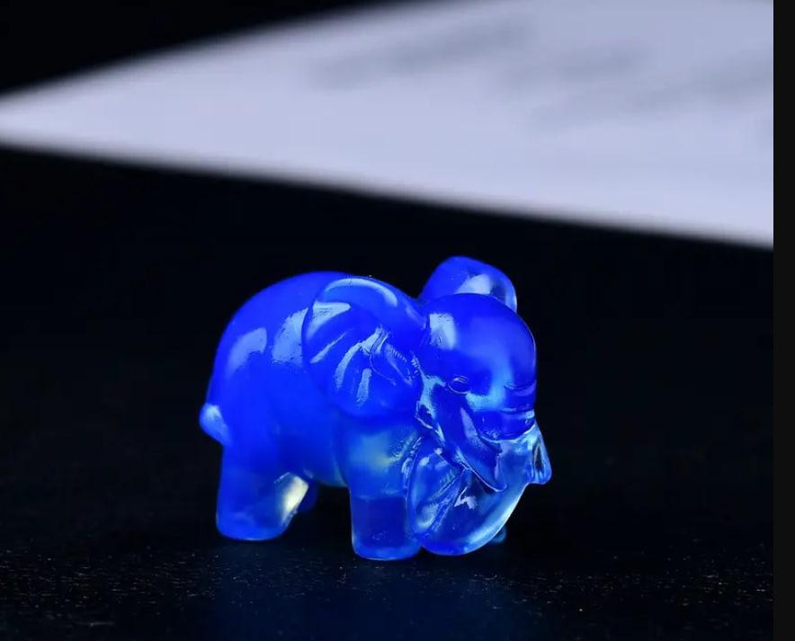 Фигурка хрустального слона из натурального голубого камня опала 35 мм, карманное украшение, декор дл Киев - изображение 1