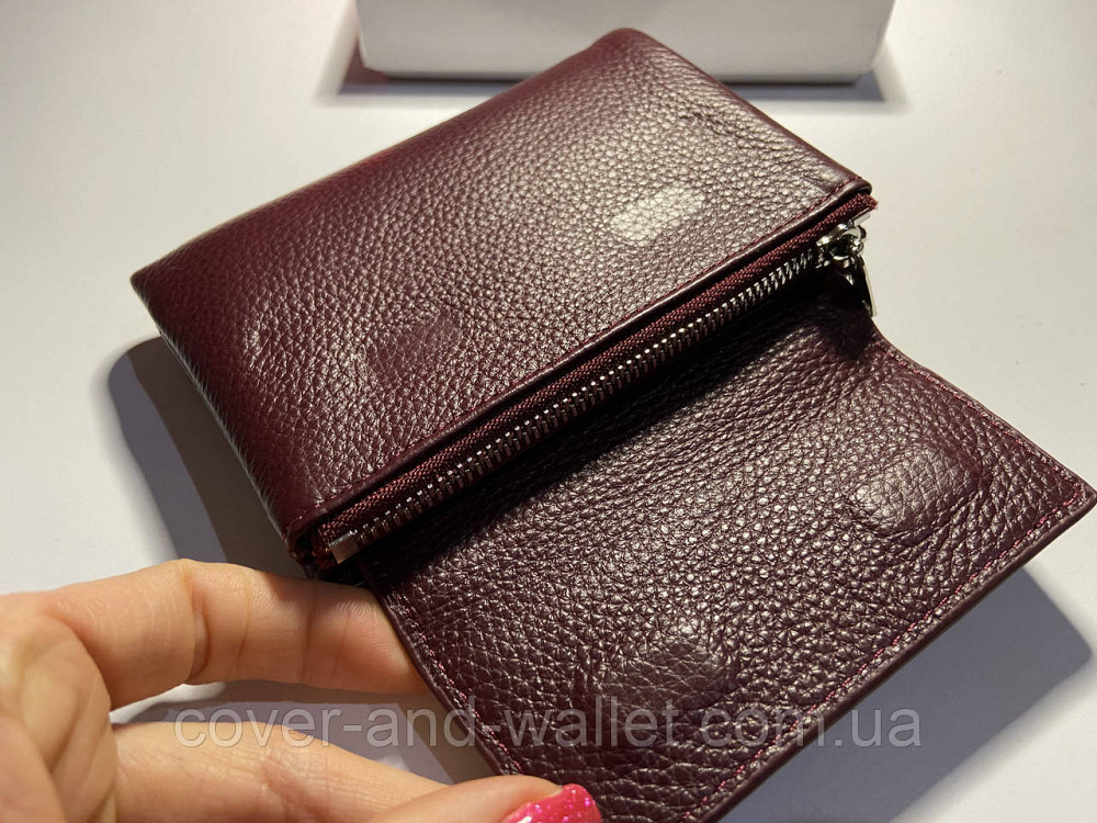 Стильний жіночий шкіряний гаманець марсалового кольору невеликого розміру Helen Verde 232 Київ - фото 4