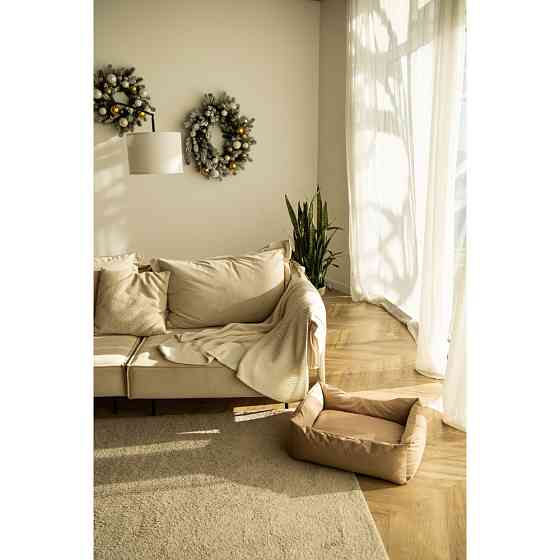 Водоотталкивающий лежак со съемным чехлом и двухсторонней меховой подушкой Incor Бежевый 10041 XL (90/80/20) Киев