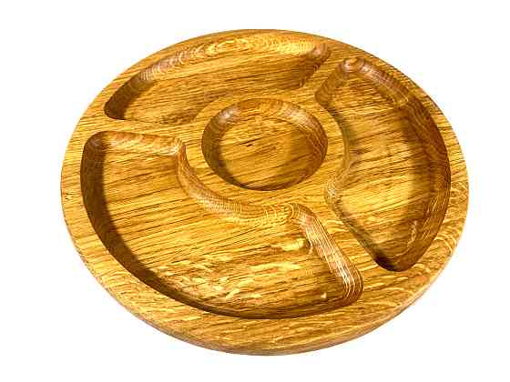 Деревянная тарелка из натурального дерева диаметр 25 см, высота 2 см, тарелка для закусок Каменец-Подольский