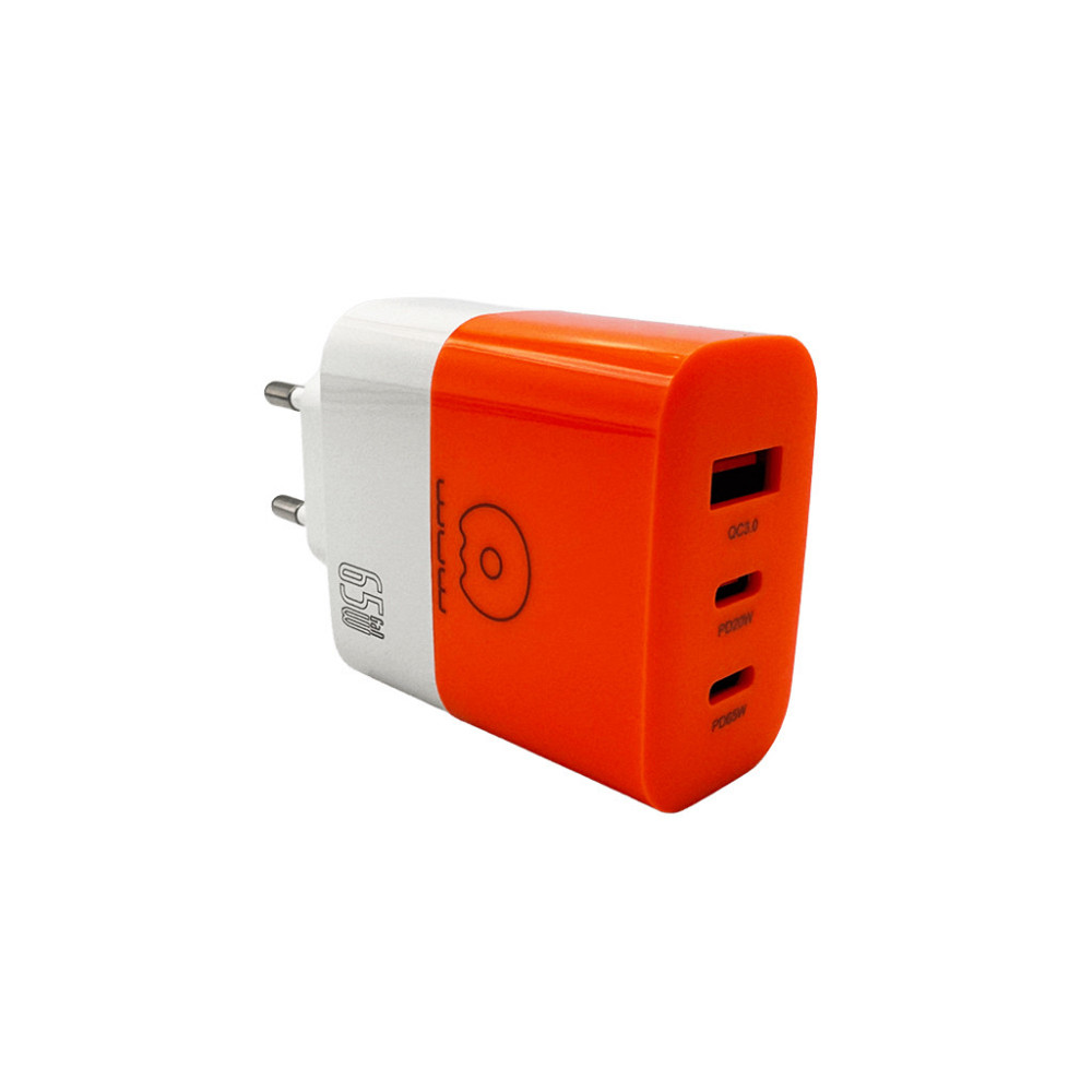 Мережевий зарядний пристрій WUW-C215 65W Charger 2 USB C + USB A white orange Одеса - фото 1