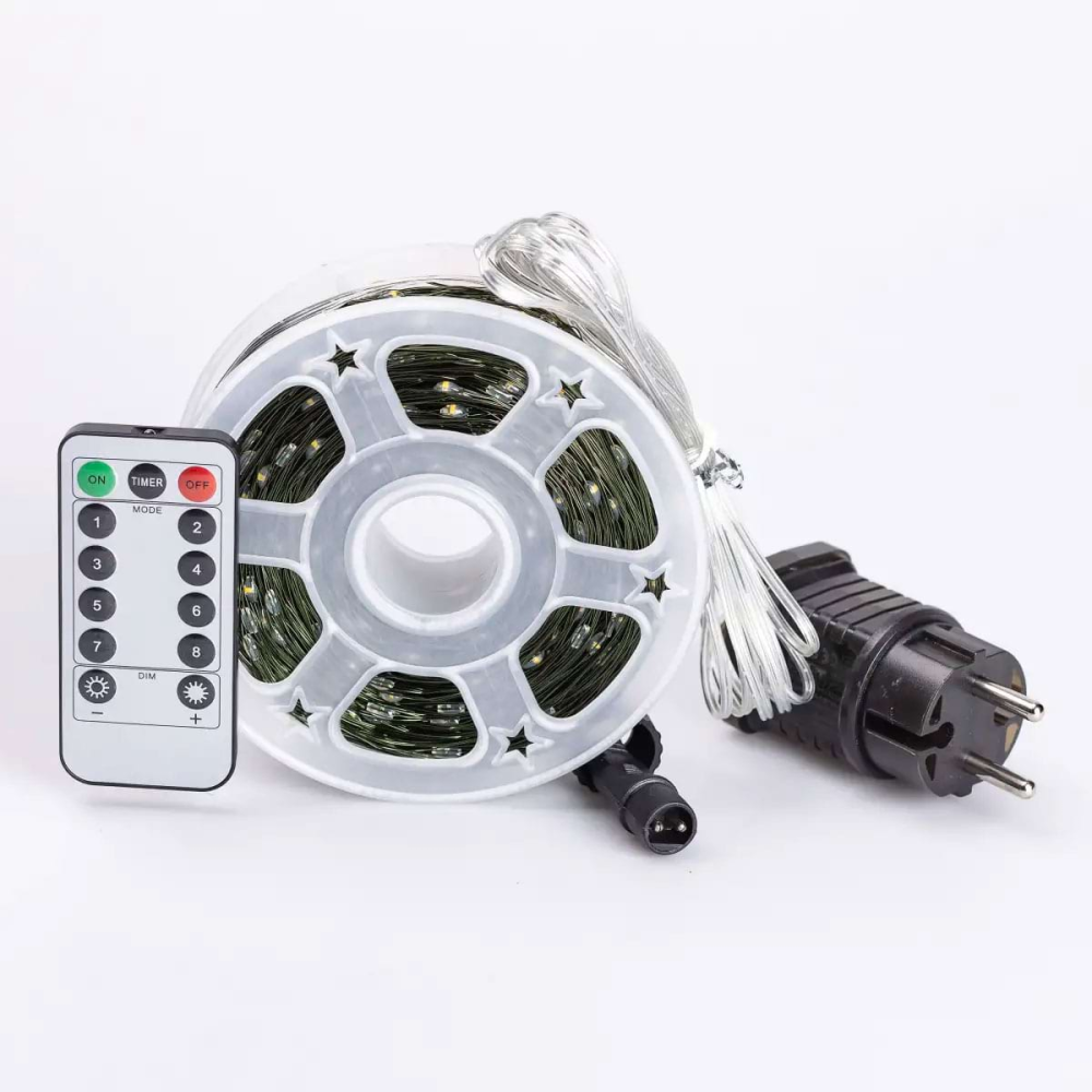 Новорічна гірлянда кімнатна Роса з пультом 200 м 2000 LED зелений провід Жовте сяйво 2000L200MGY Коломия - фото 10